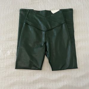 NWT Green Faux Leather Aerie Leggings